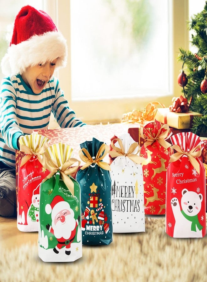 Heniho 60pcs Christmas Treats Bags, 4”x 6” Drawstring Candy Cookie Bags Gift Party Favors - Image 5